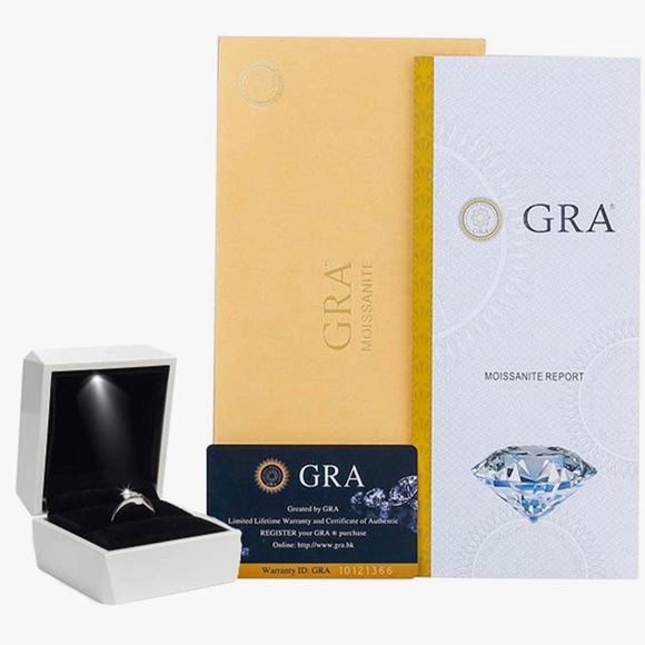 18k White Gold stamped 925 Necklace moissanite pendant! GRA Certificate Included - Picture 6 of 9